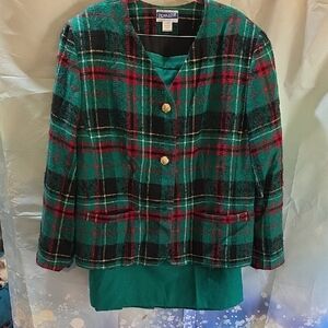 Pendleton Women's Tartan Blazer - Green and Red With Skirt 2J